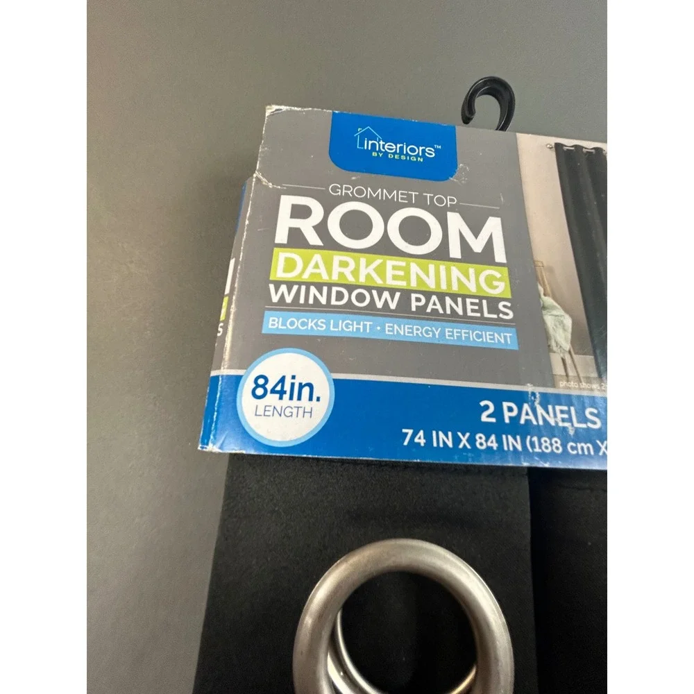Interiors by Design Room Darkening Window Panels Black Grommet Top 74x84 2pk